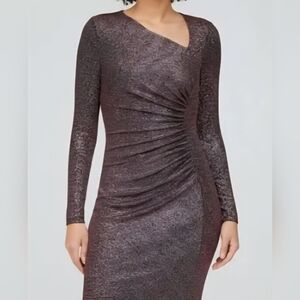 NWT Vince Camuto Metalluc Purple Glitter Long Sleeve Holiday Party Dress Size 8